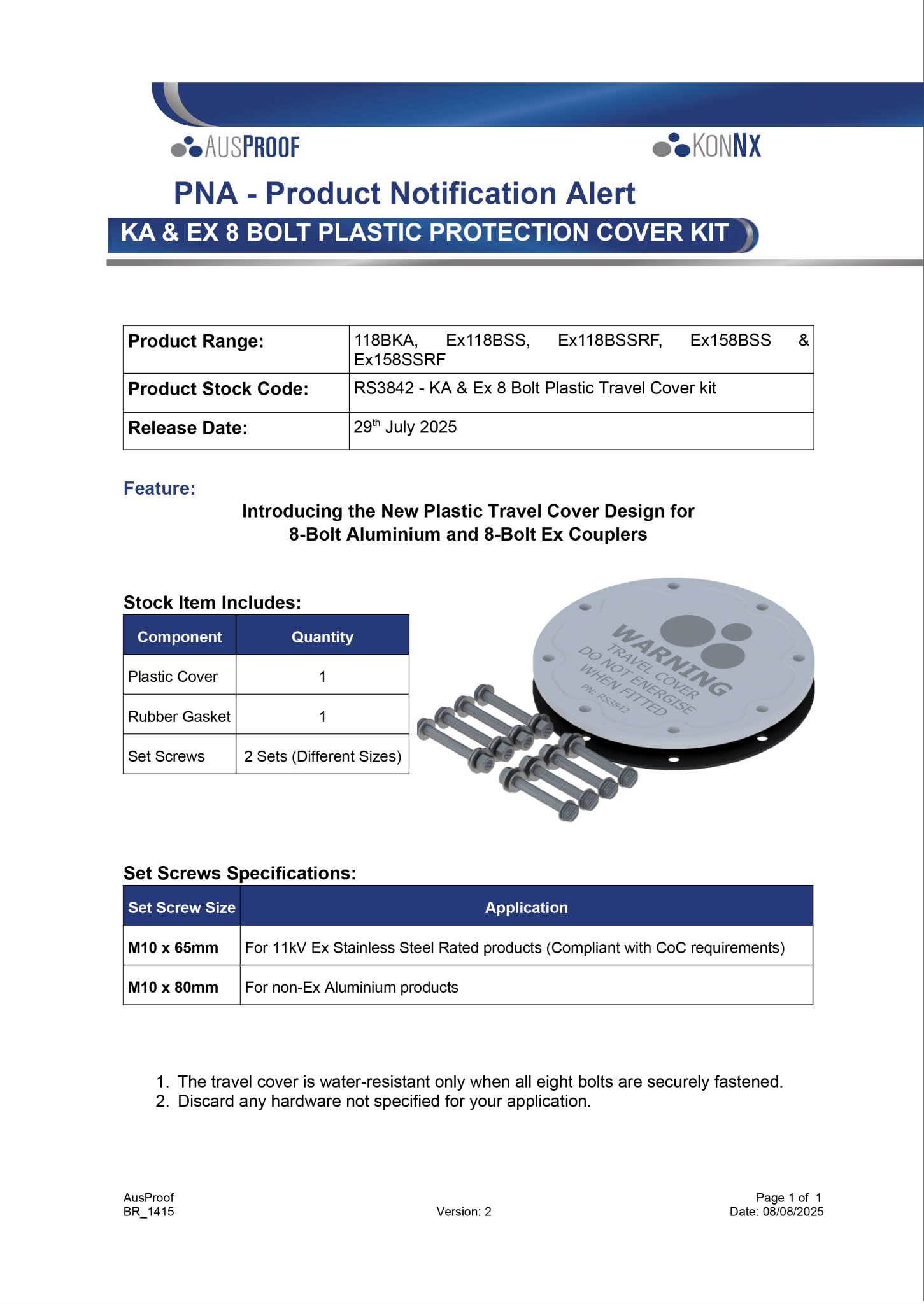 PNA - Product Notification Alert - KA & EX 8 Bolt Plastic Protection ...